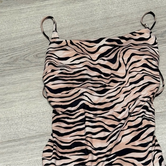 Shade & Shore Zebra Print High Hip Cut Swimsuit w/ laced back - Picture 3 of 11